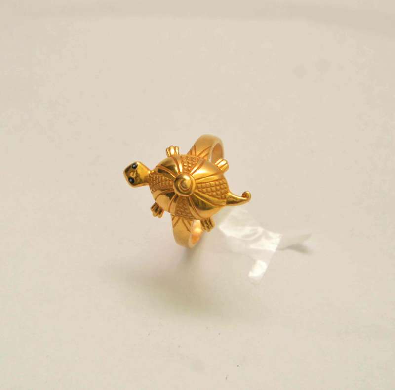 Zumrut Gold Plated Embellished Designer Om Tortoise Vastu Feng Shui Kachua  Ring
