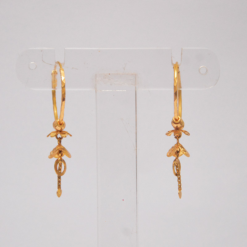 Elegant Gold Plated Bali Hoop Earrings Real Gold Look With Fancy Jewel –  Paradisecollection.co