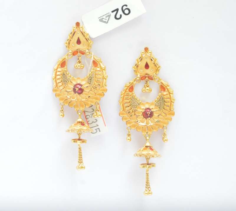 Peach Meenakari Jhumka with Golden Bali Earrings | FashionCrab.com-sgquangbinhtourist.com.vn