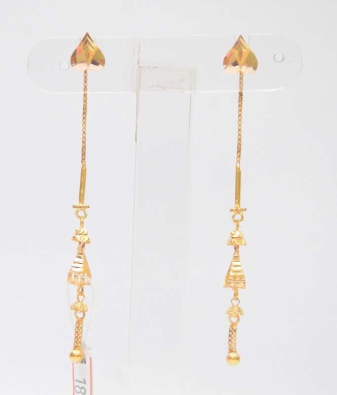 Manufacturer of 22k / 916 gold 2 line vertical sui dhaga earrings | Jewelxy  - 43079