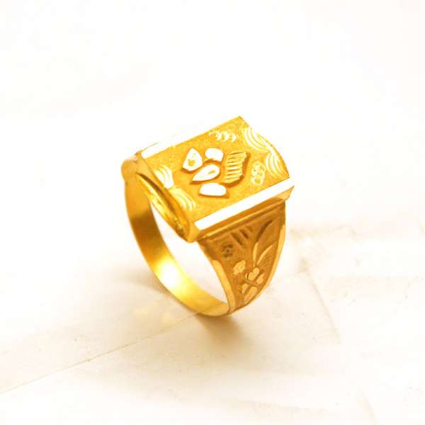 Square Leaf Gold Ring for Men-saigonsouth.com.vn