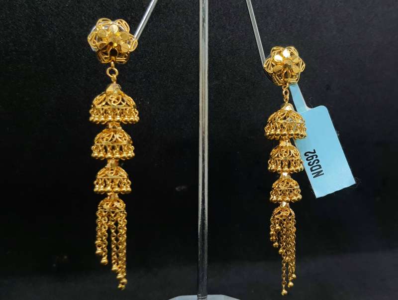 Exquisite Gold Jhumka Earrings with Floral Tops-sgquangbinhtourist.com.vn