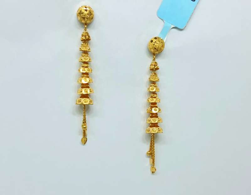 Fancy 3 tier Gold Jhumka Earrings - ER-2378