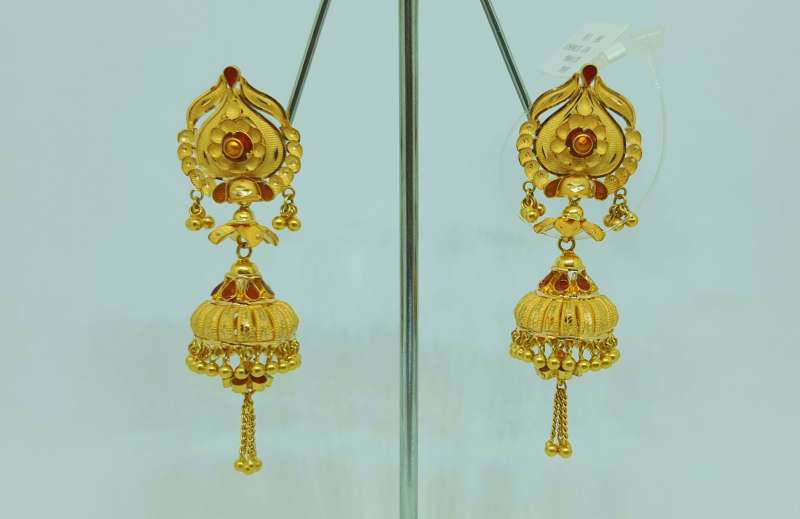 Ladies gold hot sale jhumka design