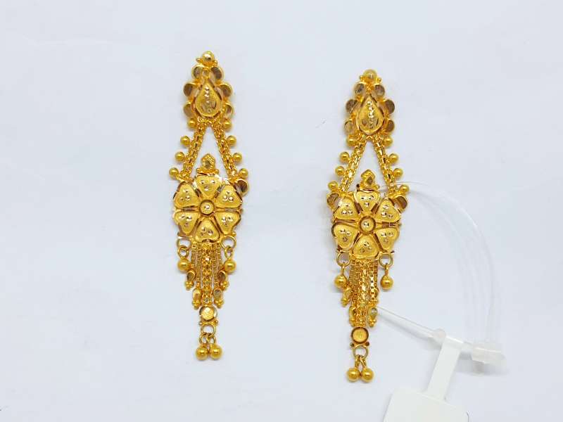 22Kt Plain Gold Earrings (1.420 Grams) for daily wear | Mohan Jewellery
