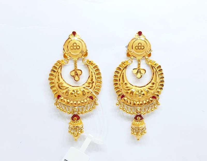 Plain Gold Earrings (3.400 Grams)/ Gold Ear Tops | Mohan Jewellery