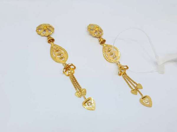 Fancy Religious Evening Wear Yellow Gold 22kt Earrings
