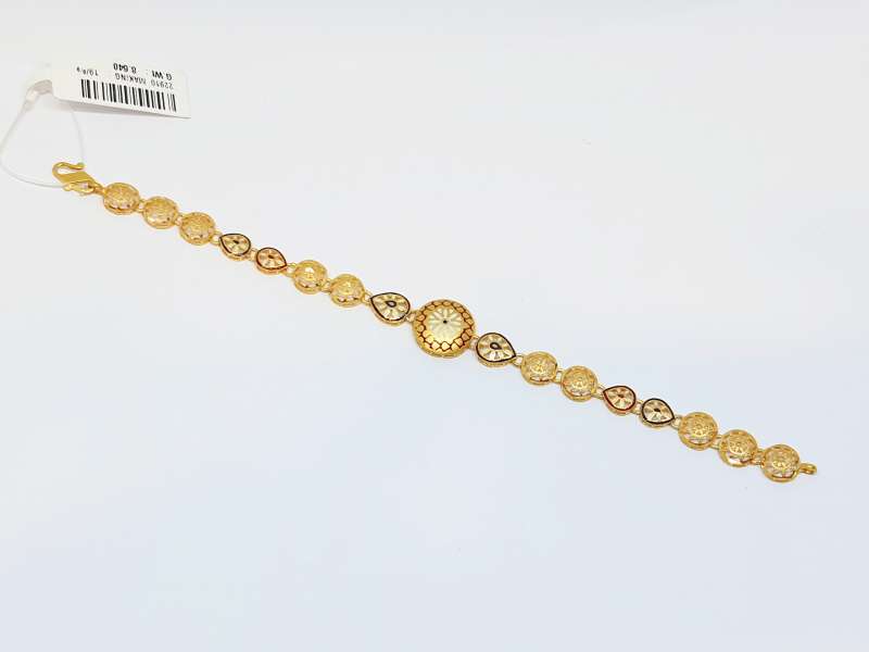14k Tri-Color Polished & Textured Fancy Link Bracelet: Precious Accents,  Ltd.