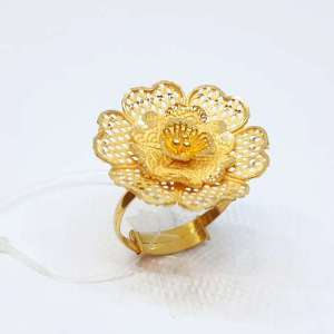 Fancy Floral Party Wear Yellow Gold 22kt Rings