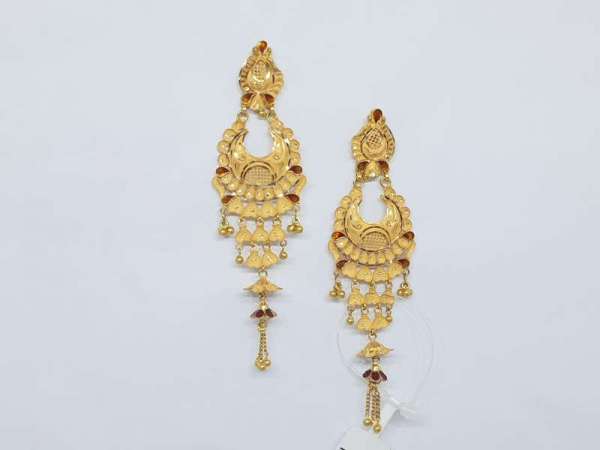 Fancy Traditional Wedding Yellow Gold Earrings 22kt