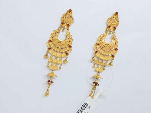 Fancy Traditional Wedding Yellow Gold Earrings 22kt