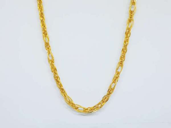 Gold fancy hallow bombay chain 22kt