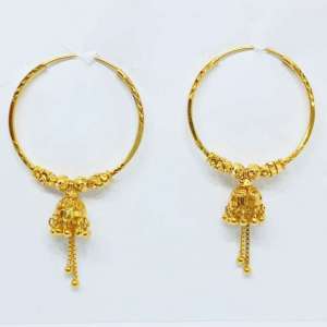 Sleek Traditional Gold Bali in 18K By Rani Alankar