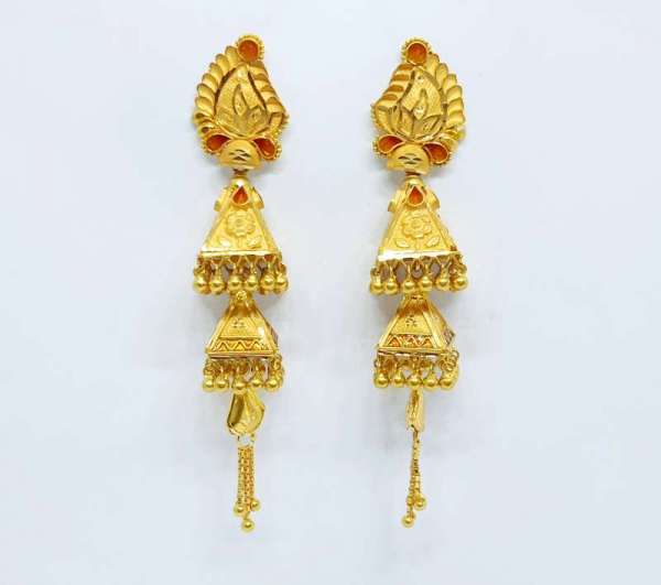 Bridal New Traditional Two Stap Gold Jhumka Design