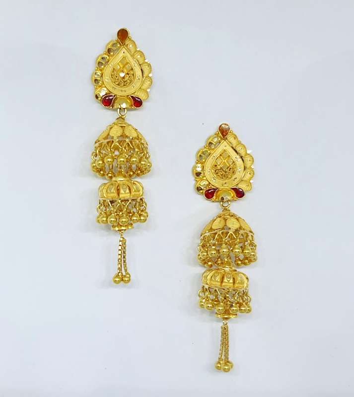 Indian Traditional 3 Layers Fashion Jhumka Jhumki Earrings Ethnic Gold  Plated | eBay