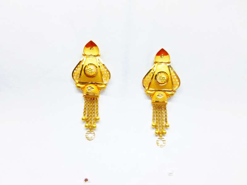 Gold Earrings (3.400 Grams)in 22Kt Plain Yellow Gold | Mohan Jewellery