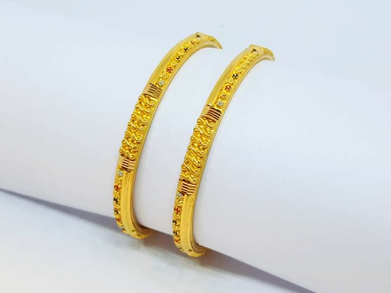 BR1657-2.4 Daily Wear Simple Gold Bangles South Indian Jewelry