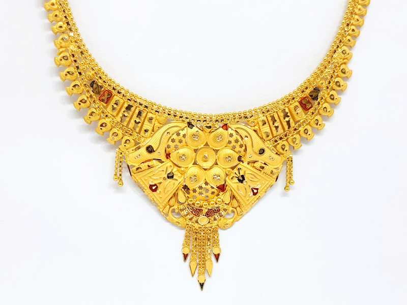 Mullaipoo Choker Model Light Weight Attigai Gold Inspired Bridal Necklace  NCKN1224