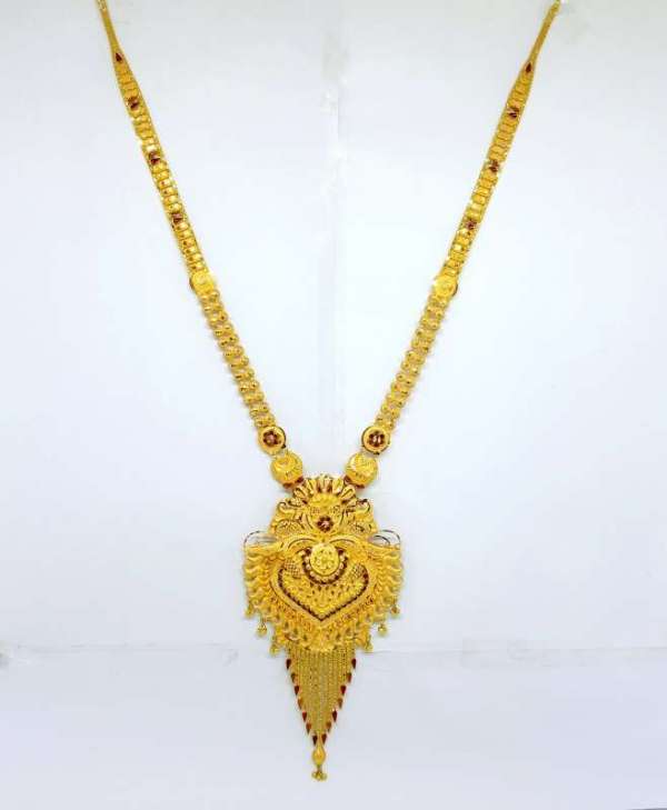 Yellow Gold Plated Designer Long Antique Necklace