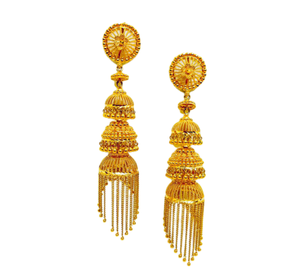 Gold Plated 3 Step Jhumka Earrings
