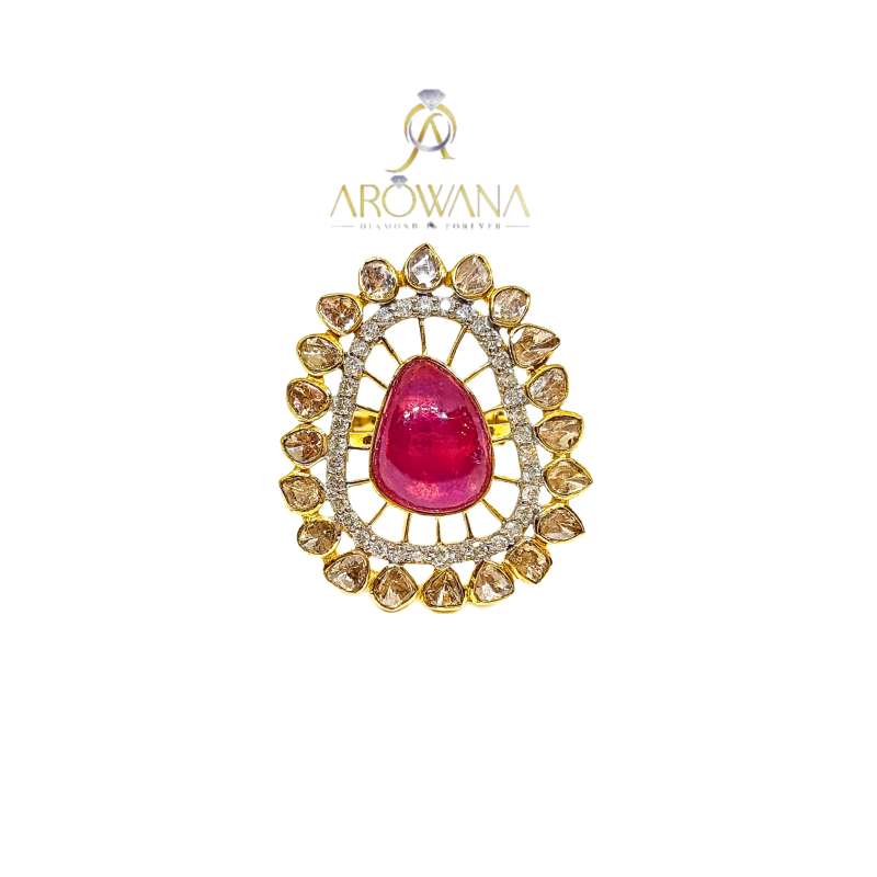 1.00 carat solitaire ring in red gold with round diamond - BAUNAT