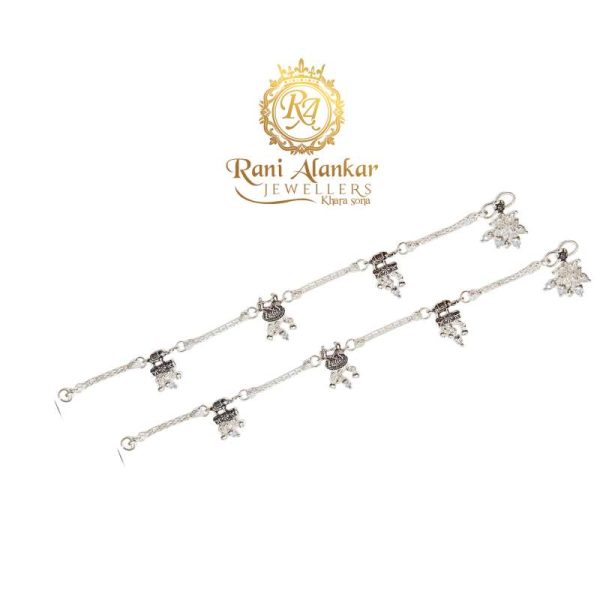 Bague Studded Silver Anklet for Women/Girls Fancy Payal