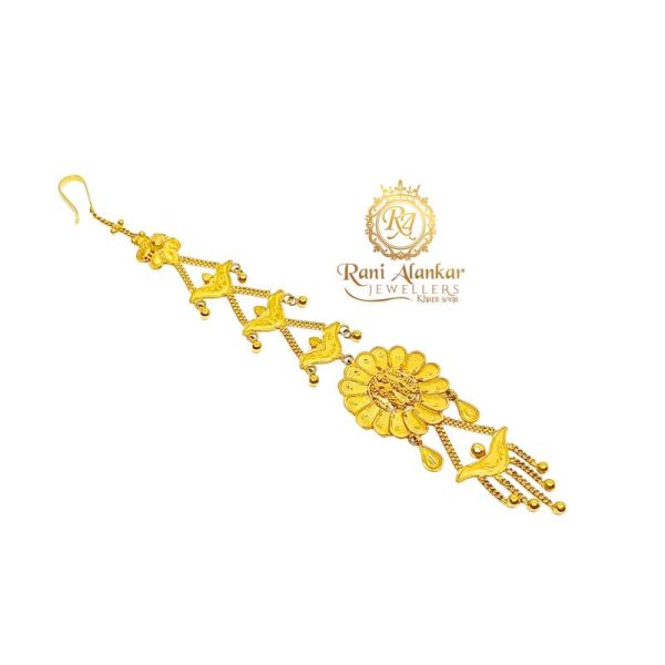 Sophisticated 22 Karat Yellow Gold Disc Maang Tikka