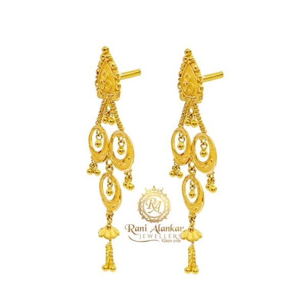 The Gold Earring Leaf Design 22kt