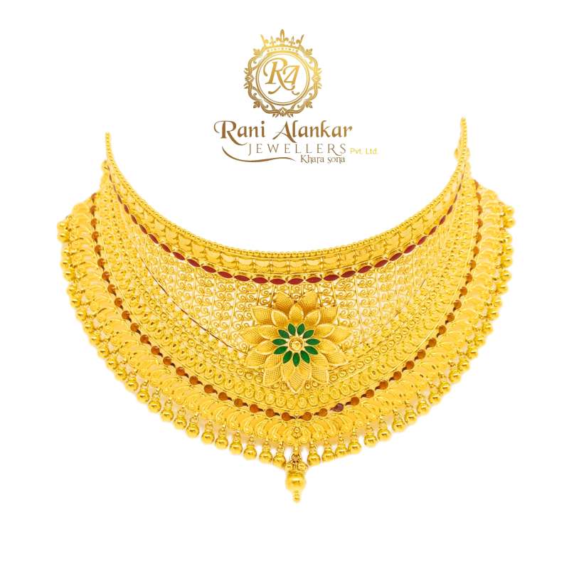 Elegant Ruby Stone Gold Choker Necklace