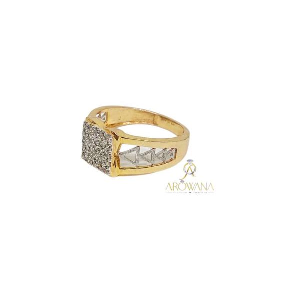 Geometric Gold and Diamond Finger Ring for men