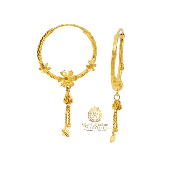 Sleek Traditional Gold Bali in 18K By Rani Alankar