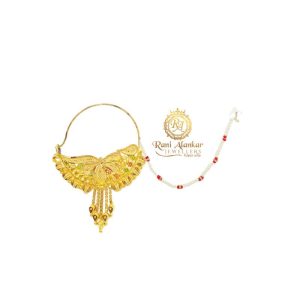 Brilliant Yellow Gold Floral Nath