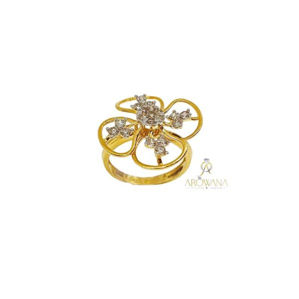 Diaashi 14K Gold Flower Ring Gold Diamond Ring