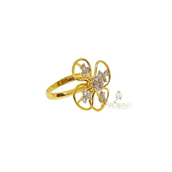 Diaashi 14K Gold Flower Ring Gold Diamond Ring