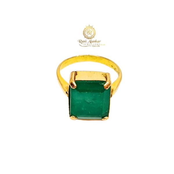 Emerald Green Jade Stone Ring | Ancient Gold Ring