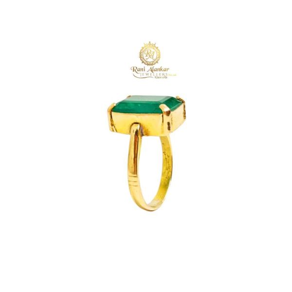 Emerald Green Jade Stone Ring | Ancient Gold Ring