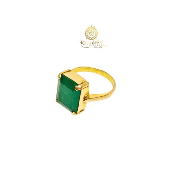 Emerald Green Jade Stone Ring | Ancient Gold Ring