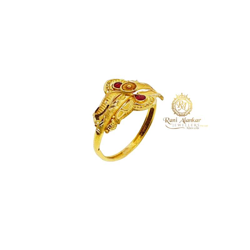 Gold Plated Ruby Stone Studded Lightweight Party Wear Finger Ring – Priyaasi