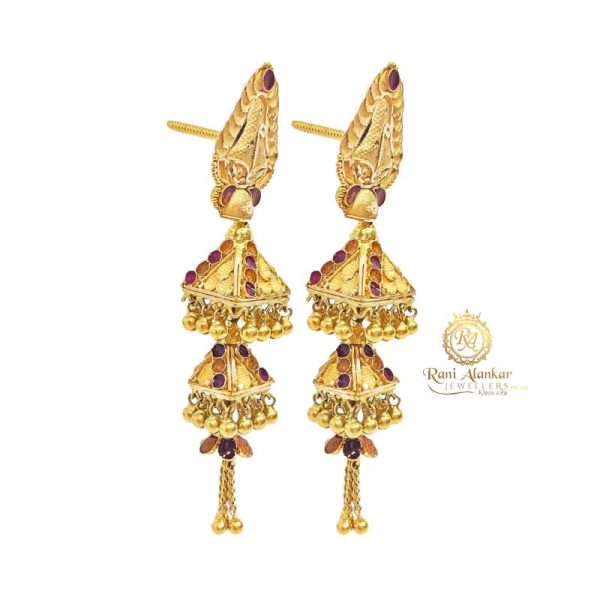Nice Designer Gold Jhumka 22kt Earrings