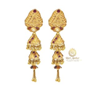 Nice Designer Gold Jhumka 22kt Earrings