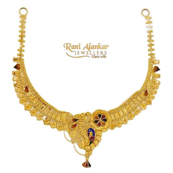 Rani Alankar Peacock Design Gold Necklace