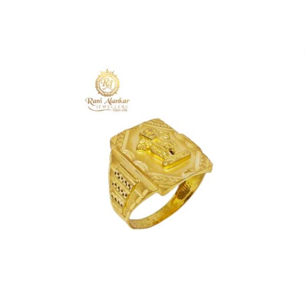 GOVT. ASHOKA PILLAR GOLD RING FOR MEN (MATT FINISHED)