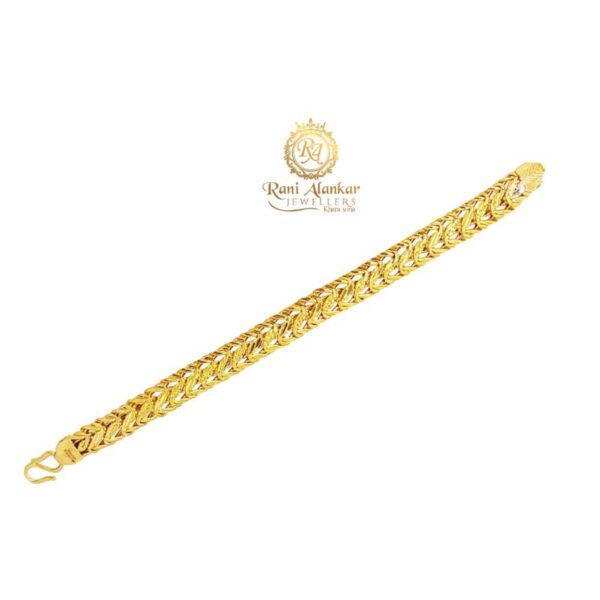 22Kt Plain Gold Men Bracelet 8 inch