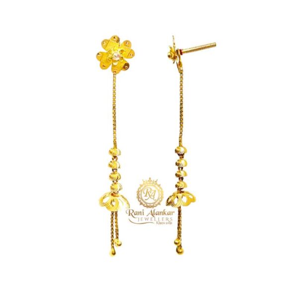 Gold Fancy Earring Flower (sui Dhaga )Design 22kt / Rani Alankar Jewellers