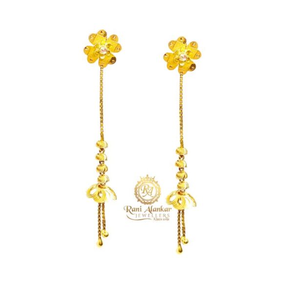 Gold Fancy Earring Flower (sui Dhaga )Design 22kt / Rani Alankar Jewellers