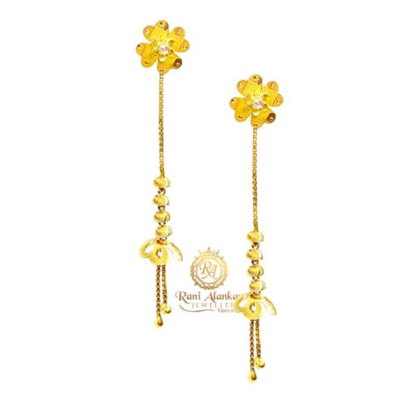 Gold Fancy Earring Flower (sui Dhaga )Design 22kt / Rani Alankar Jewellers