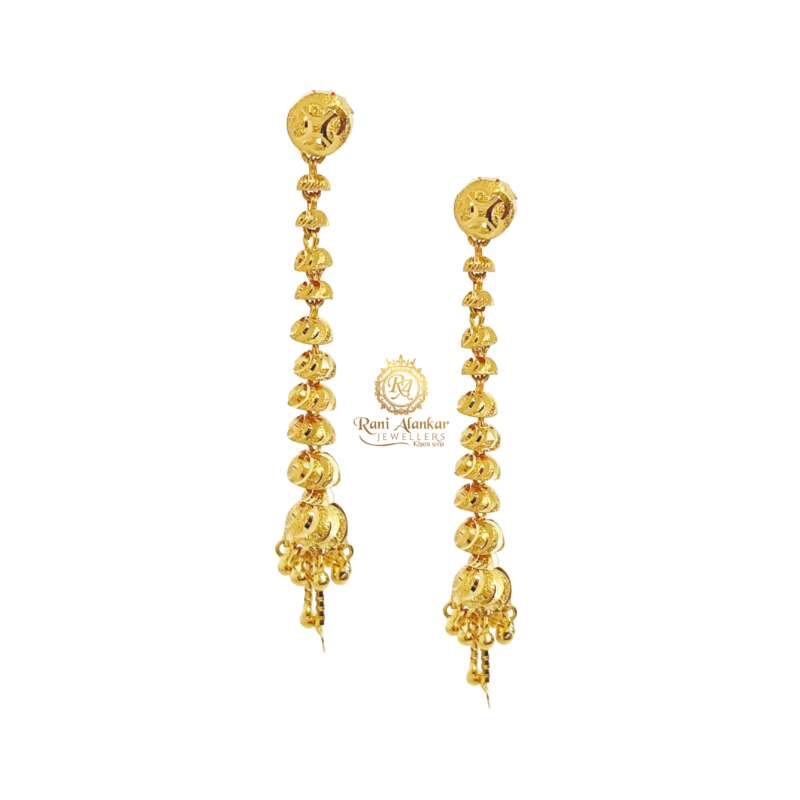 Gold Hoop Earrings Gold Jhumkas bridal girls gold drop long earrings,daily  wear gold earrings … | Gold earrings designs, Gold bridal earrings, Gold  jewelry earrings
