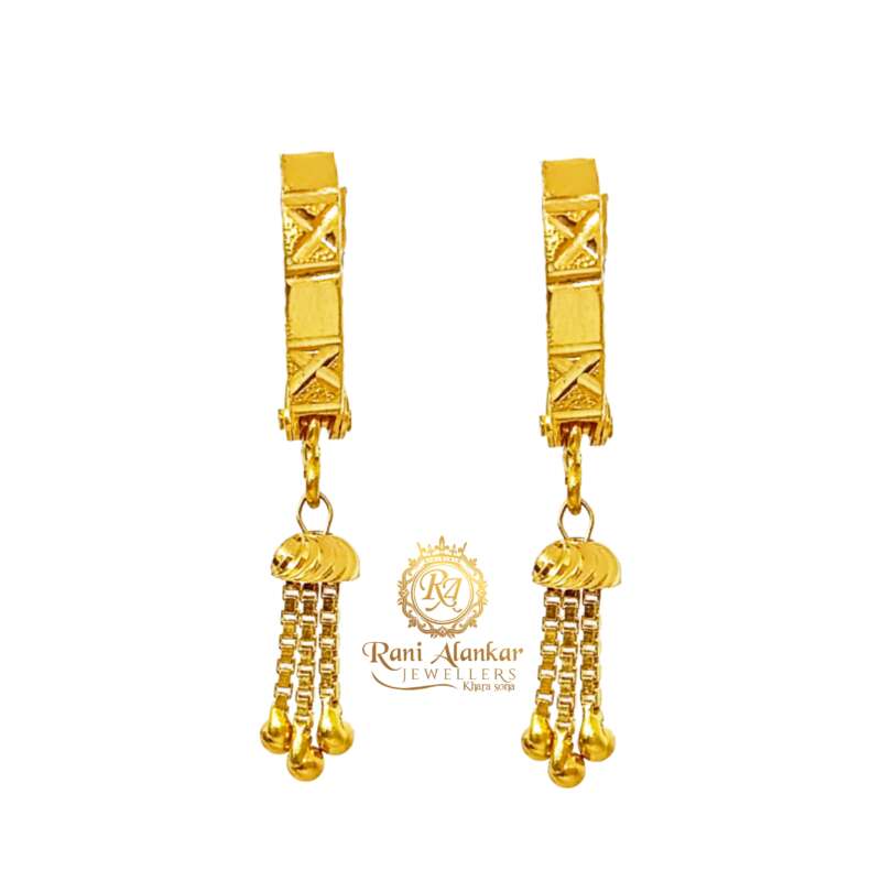 Shop Ruby & Gold Dangler 18K Gold Hoop Earrings for Women | Gehna