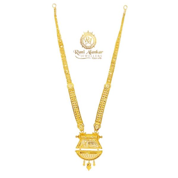 The Flower Design Gold Long Necklace 22kt