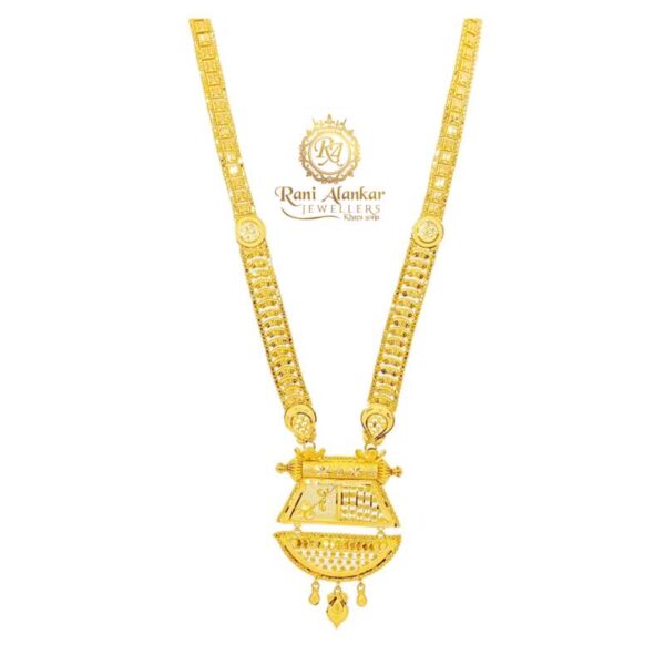 The Flower Design Gold Long Necklace 22kt